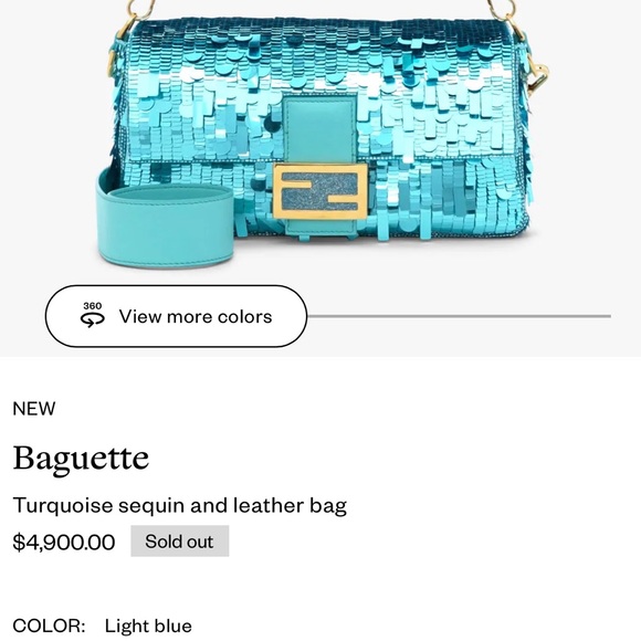 Fendi Turquoise Sequin Baguette *RARE & SOLD OUT* - Picture 13 of 15